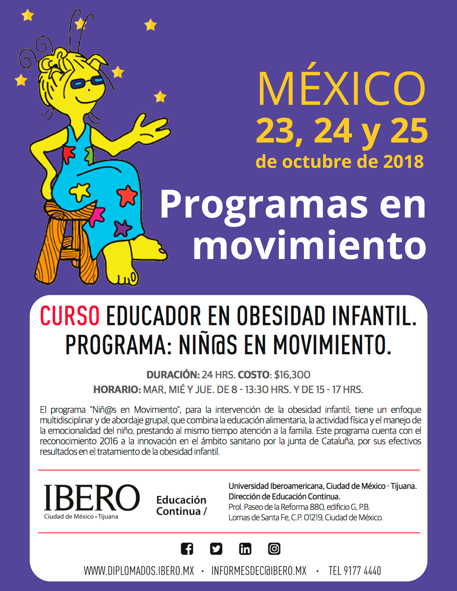 En este momento estás viendo 30ª edición: Curso educador en obesidad infantil. 23,24 y 25 de Octubre, MÉXICO.